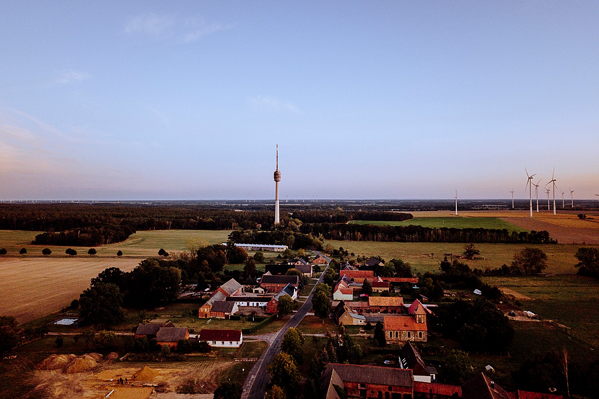 landschaft in der altmark, dequede, luftbild, fernsehturm, 