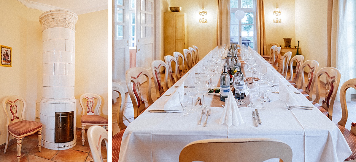 Saal im gut settin, Sommerhochzeit, deko, 