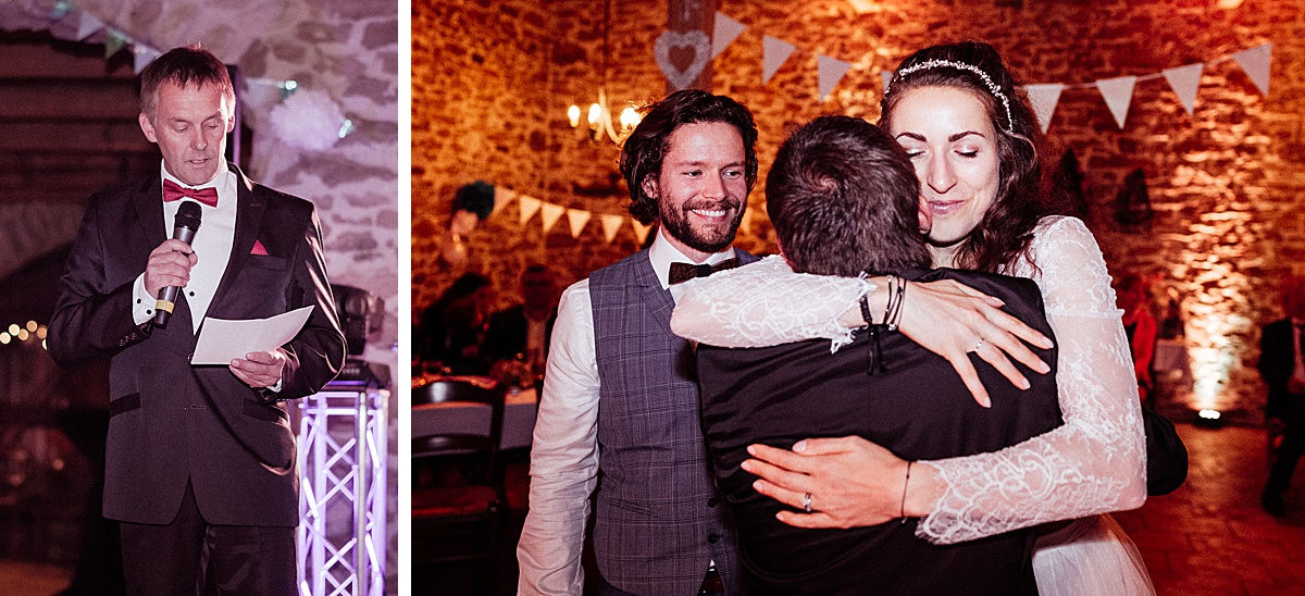 rede, Vater, Umarmung, Emotion, Hochzeit, braut, reportage